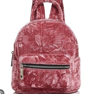 Street level mini pink crushed velvet backpack